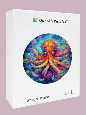 QUORDLE PUZZLES LARGE ROUND OCTOPUS WOODEN PUZZLE | SIZE L | LIKE NEW